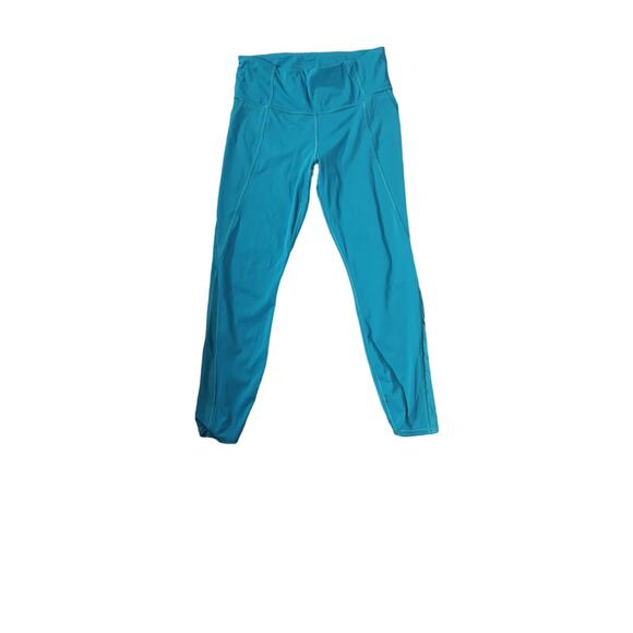 Athleta Dobby Action Mesh Trainer Legging Yoga  Coastal Teal  M 7/8 length (24") - Picture 3 of 5